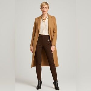 Gomaye Brown Stirrup Pants Trousers Zip Pockets EU 42 CAN 14 US 12 UK 16